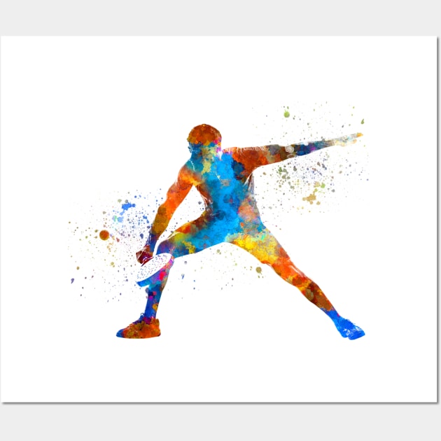 Watercolor paddle player Wall Art by PaulrommerArt